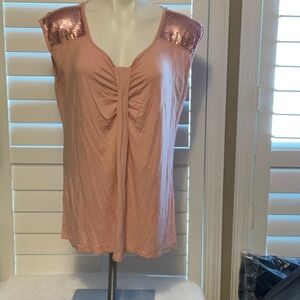 Dana Buchman Pink Sequin Ruched Tank Top